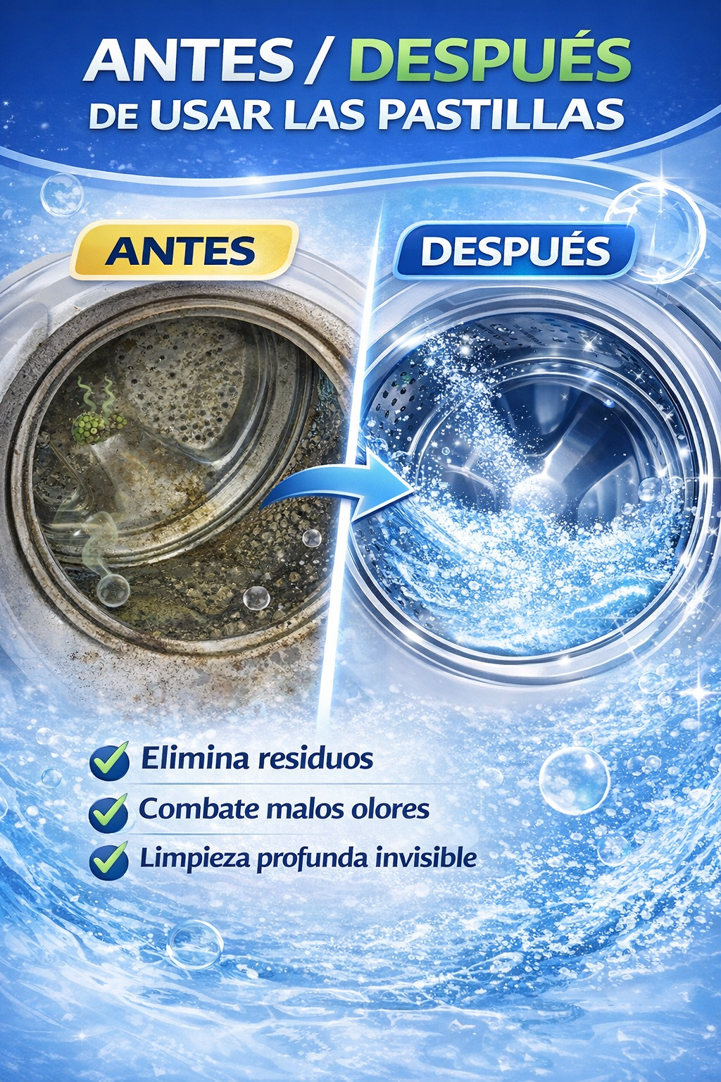 🧼 EcoWash Plus™ Pastillas Efervecentes Multi-Acción para Lavadora (Pack 12 Unidades)